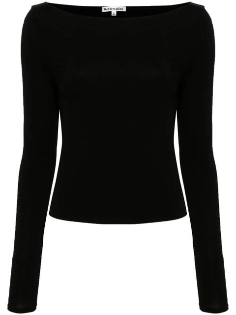 Reformation Wiley boat-neck top - Black - zdjęcie produktu nr 1