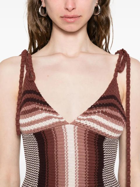 The Attico striped mini dress - Brown