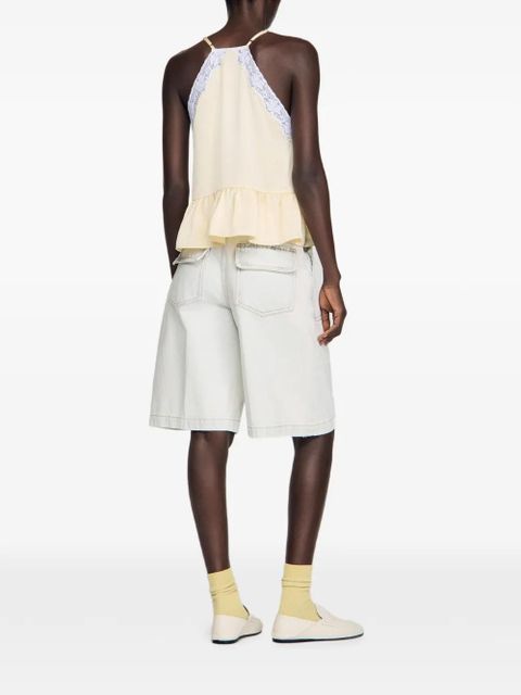 SANDRO lace-trim top - Yellow