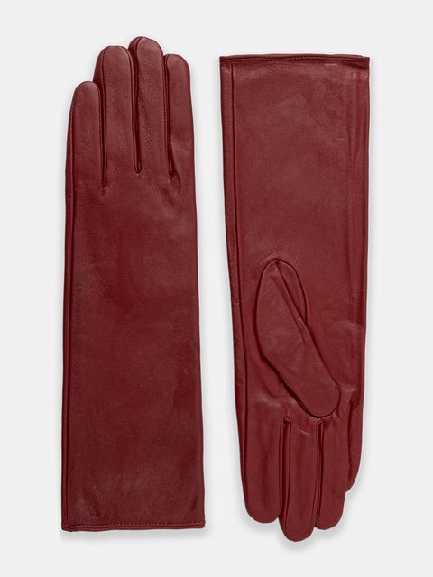Answear.LAB rękawiczki skórzane damskie kolor bordowy - zdjęcie produktu nr 1