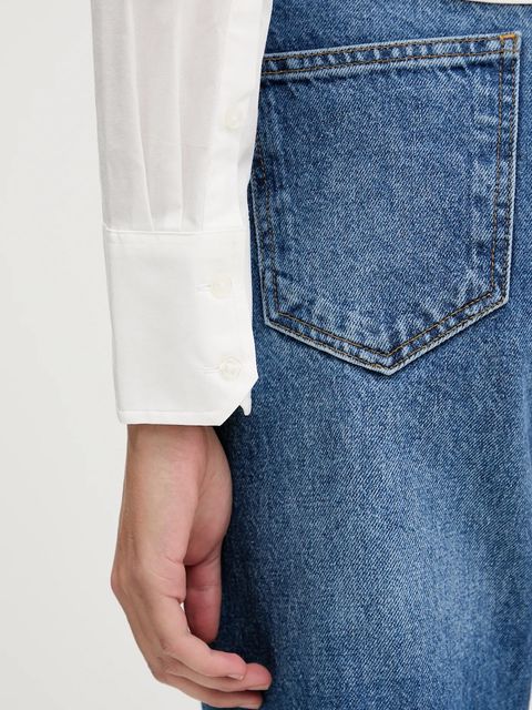 Tommy Jeans koszula damska kolor beżowy slim z kołnierzykiem klasycznym DW0DW22604