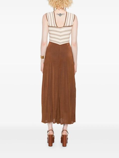 ZIMMERMANN cross-front striped dress - Brown