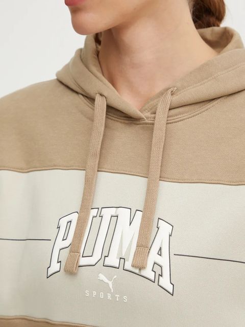 Puma bluza damska kolor beżowy z kapturem wzorzysta 681540