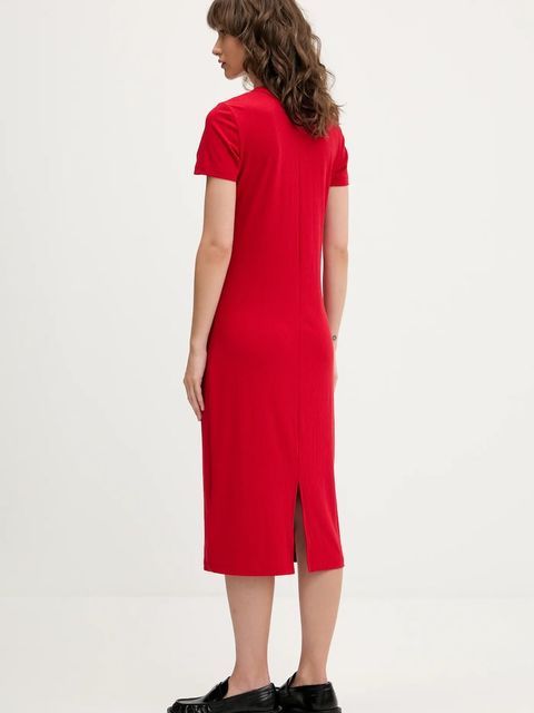 Tommy Jeans sukienka kolor czerwony midi rozkloszowana DW0DW19721