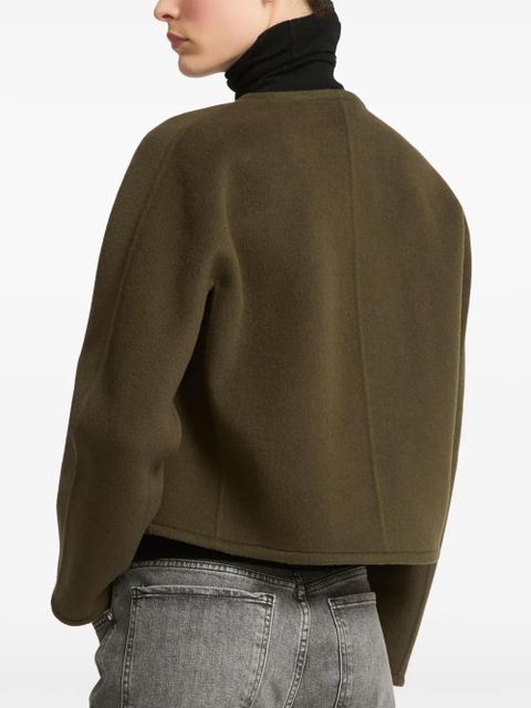 Yves Salomon leather trim-detailing jacket - Green