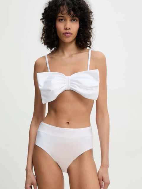 Answear.LAB biustonosz kąpielowy kolor biały lekko usztywniona miseczka