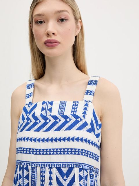 Superdry sukienka kolor niebieski maxi rozkloszowana W8011872A-F1W