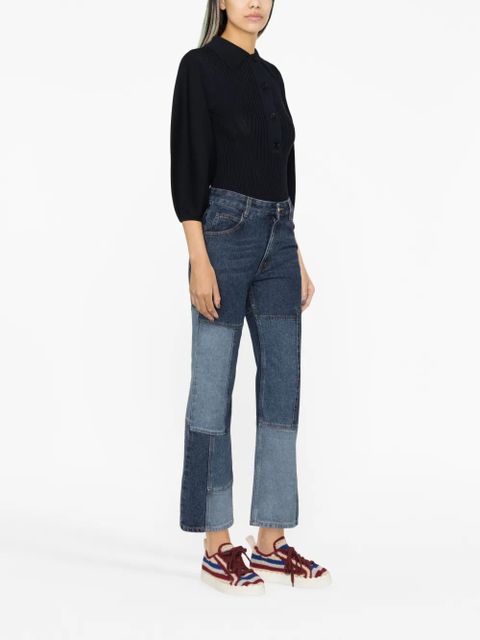 Chloé patchwork cropped flared jeans - Blue