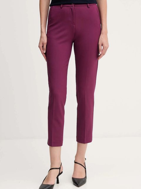 United Colors of Benetton spodnie damskie kolor fioletowy proste high waist 4L4H557R4 - zdjęcie produktu nr 1