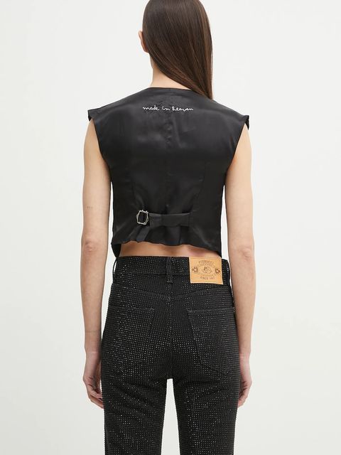 Fiorucci kamizelka Embroidered kolor czarny jednorzędowa W02SPTSL289PL02BK01