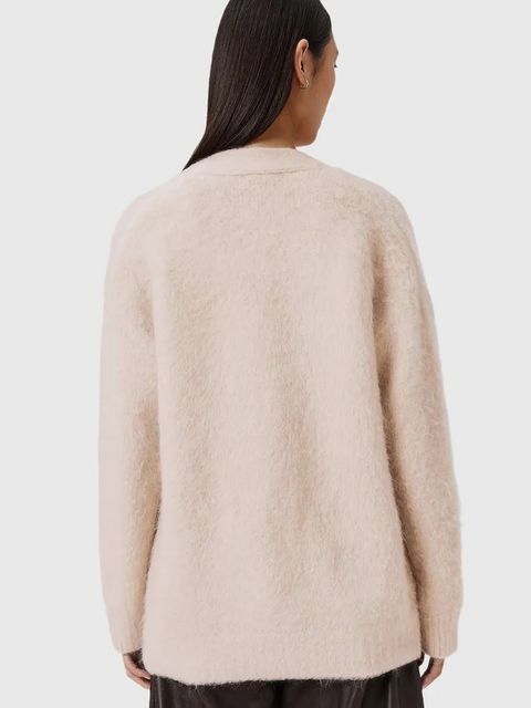 AllSaints kardigan z wełną damski kolor beżowy W077KD