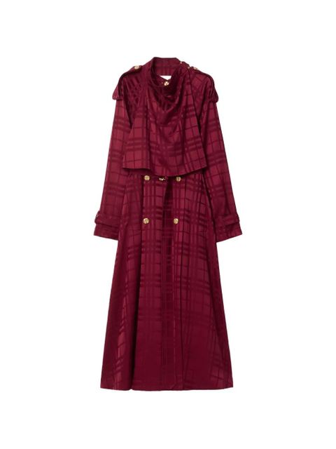 Burberry check double-breasted silk trench coat - Red - zdjęcie produktu nr 1