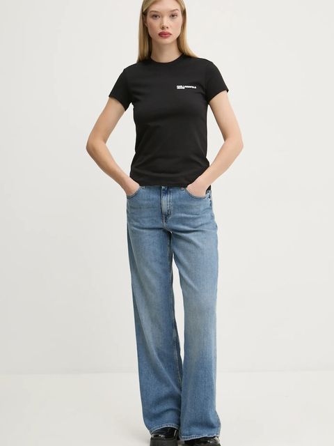 Karl Lagerfeld Jeans t-shirt bawełniany damski kolor czarny A1W17004 - zdjęcie produktu nr 2