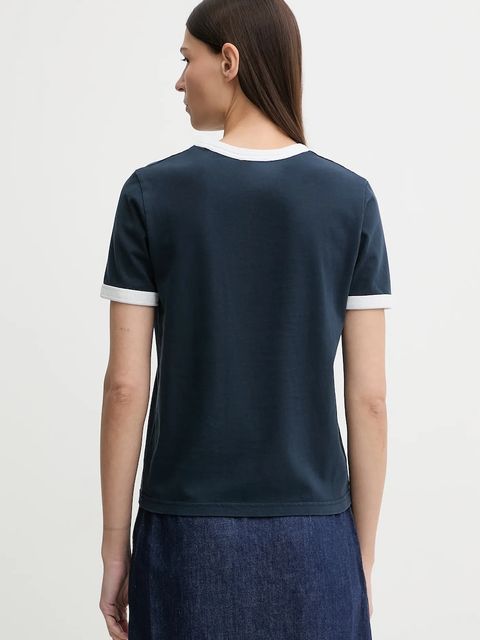 A.P.C. t-shirt bawełniany T-SHIRT CROP MANCHE COURTE CONTRASTÉ damski kolor granatowy COHBQ.F26550 - zdjęcie produktu nr 2