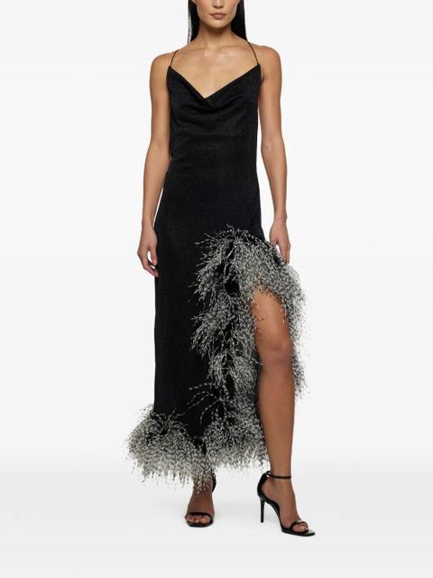 Oséree Lumière Plumage asymmetric dress - Black