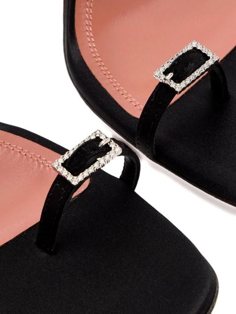 Amina Muaddi crystal-buckle satin sandals - Black