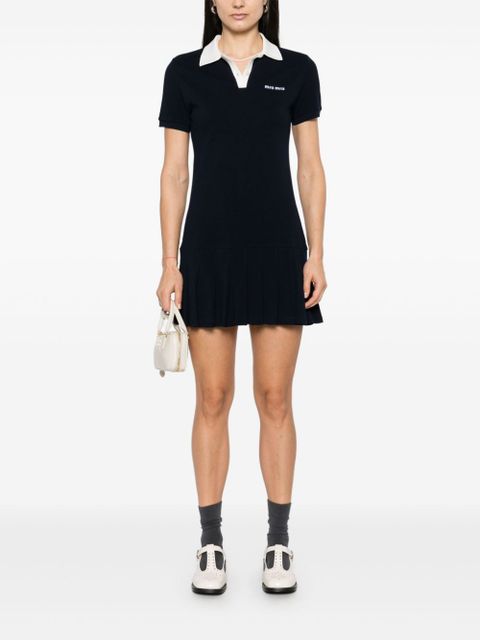 Miu Miu pleat-detail mini dress - Blue - zdjęcie produktu nr 2