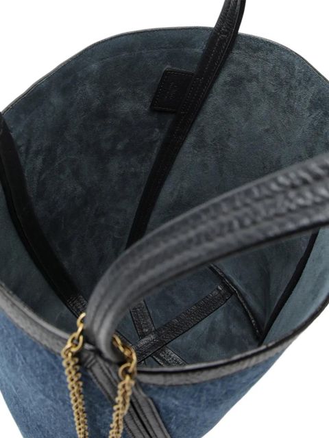 Chloé Spin leather-trim denim tote bag - Blue