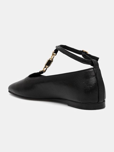 Tommy Hilfiger baleriny skórzane TH-BAR CHAIN BALLET kolor czarny FW0FW09003 - zdjęcie produktu nr 2