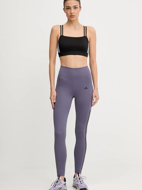 adidas Performance legginsy treningowe Opt 3S damskie kolor fioletowy z nadrukiem JX7322