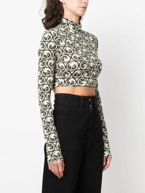 Off-White moon-print cropped top - Neutrals