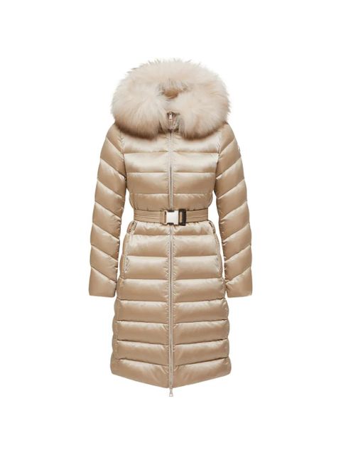 Moncler fur collar belted coat - Neutrals - zdjęcie produktu nr 1