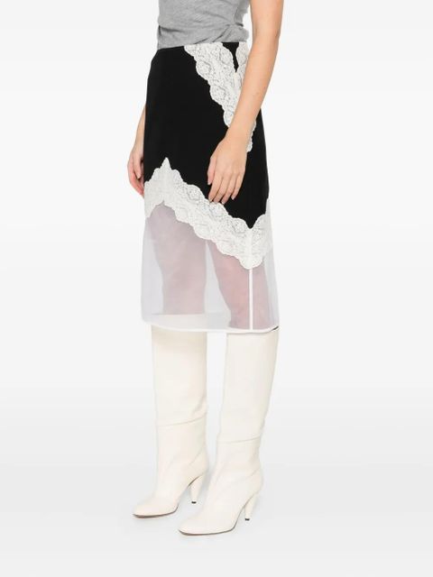 Jil Sander lace-insert skirt - Black