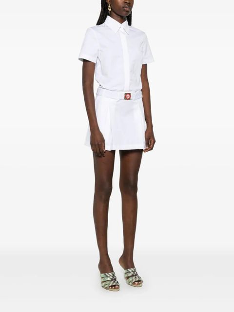 Casablanca pleated cotton mini dress - White