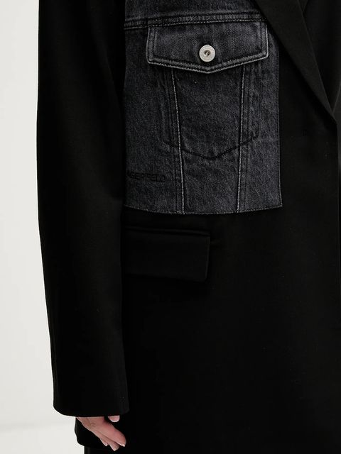 Karl Lagerfeld Jeans marynarka kolor czarny oversize gładka B1W14026