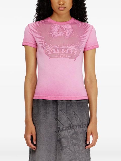 Diesel dévoré-phoenix cover-stitched cotton T-shirt - Pink