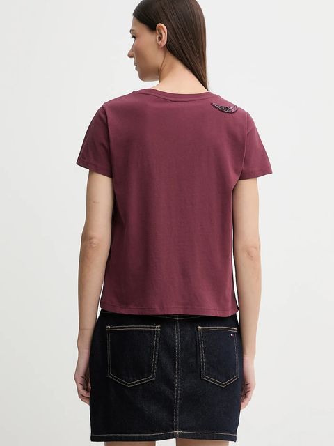 ZADIG&VOLTAIRE t-shirt bawełniany damski kolor bordowy JWTS02821