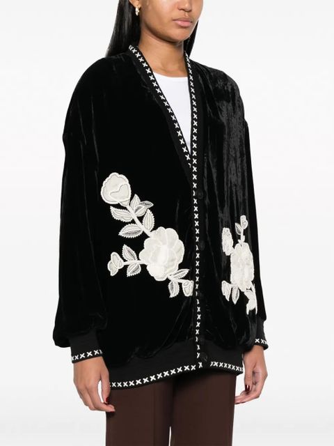 Golden Goose Journey embroidered velvet jacket cardigan - Black