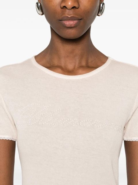 Blumarine ribbed short-sleeve T-shirt - Pink
