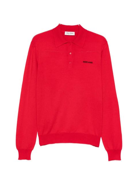 Miu Miu logo-intarsia polo shirt - Red - zdjęcie produktu nr 1