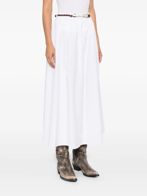 Miu Miu elasticated-waist cotton midi skirt - White