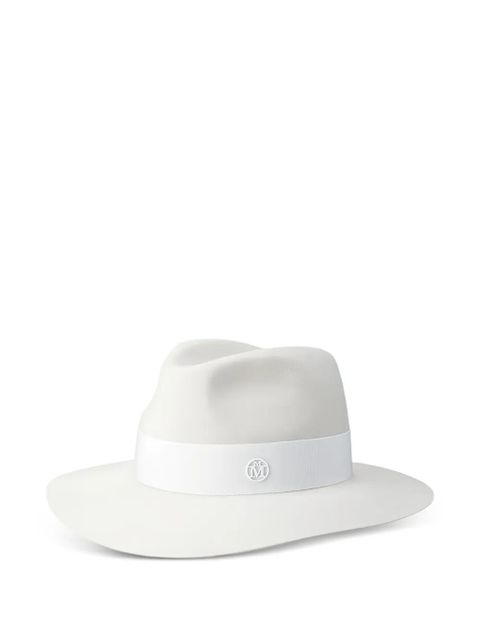 Maison Michel Henrietta ribbon-detailed fedora hat - White - zdjęcie produktu nr 1