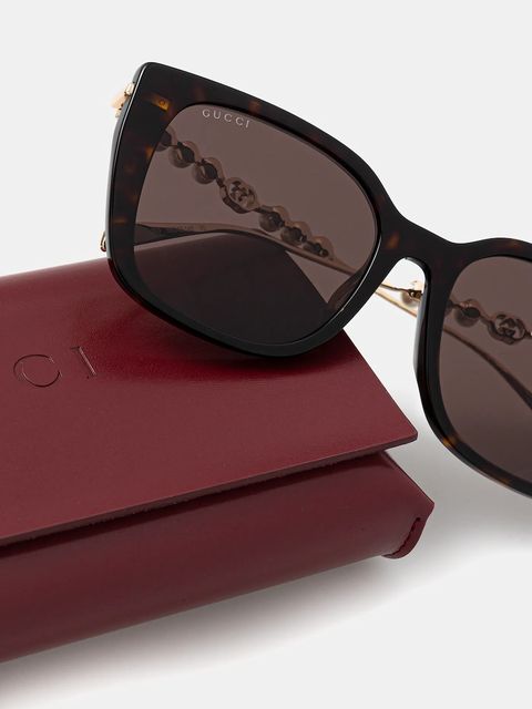 Gucci okulary przeciwsłoneczne damskie kolor brązowy GG1971SA