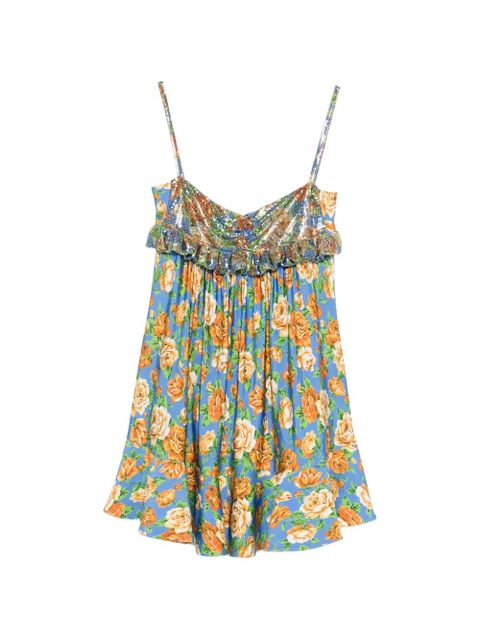 Rabanne ruffled floral mini dress - Blue - zdjęcie produktu nr 1