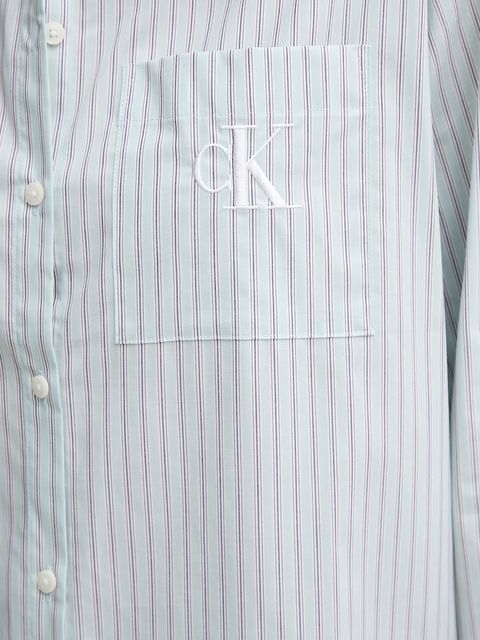 Calvin Klein Jeans koszula damska kolor zielony relaxed z kołnierzykiem klasycznym LV044D170G