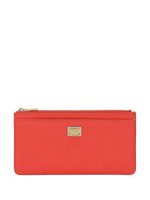 Dolce & Gabbana logo-plaque leather card holder - Orange - zdjęcie produktu nr 1