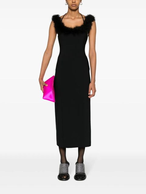 The Attico feather-trim midi dress - Black