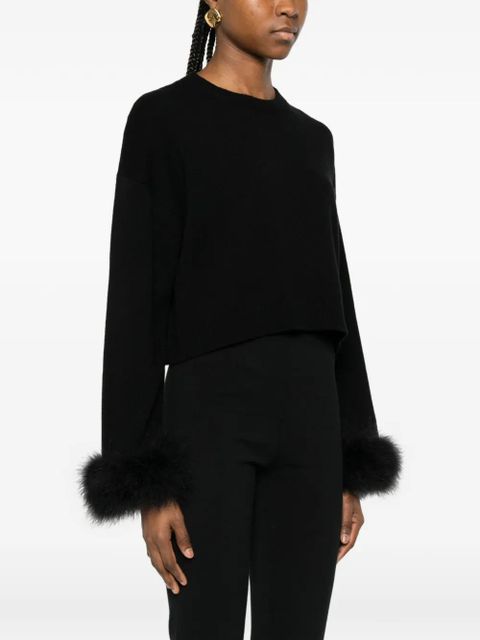 Valentino Garavani fur-trim sweater - Black