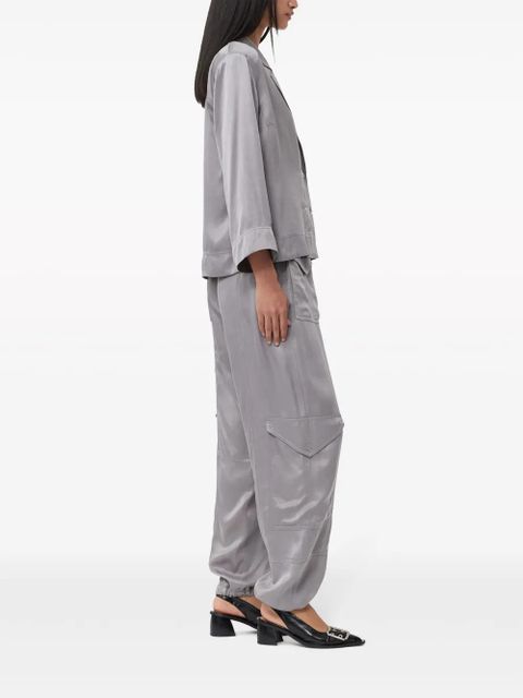 GANNI double-breasted satin blazer - Grey