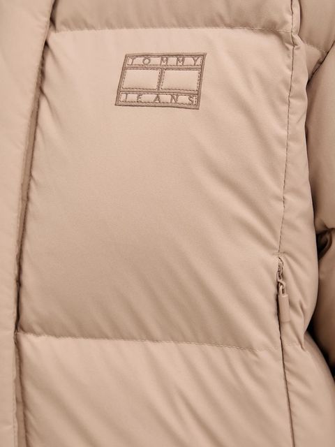 Tommy Jeans kurtka puchowa kolor beżowy zimowa oversize DW0DW21624