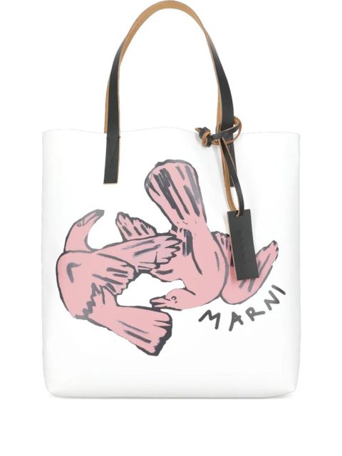 Marni medium bird-print tote bag - White - zdjęcie produktu nr 1