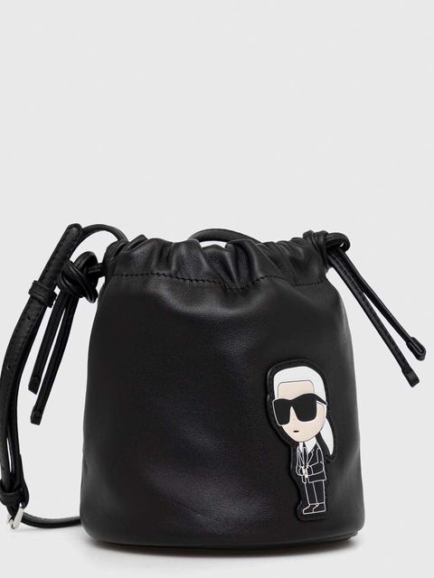 Karl Lagerfeld torebka skórzana kolor czarny - zdjęcie produktu nr 1