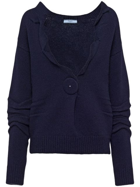Prada V-neck cashmere jumper - Blue - zdjęcie produktu nr 1