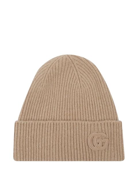 Gucci Double G-patch ribbed beanie hat - Brown - zdjęcie produktu nr 1
