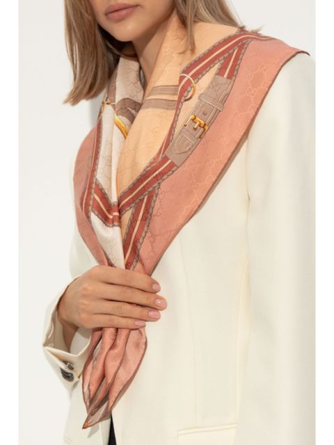Gucci Horsebit-print silk scarf - Pink