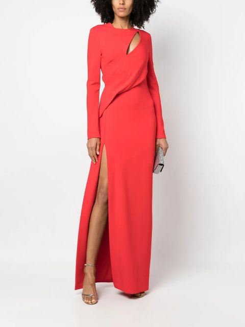 Alexander McQueen cut out-detail long-sleeved gown - Red - zdjęcie produktu nr 2